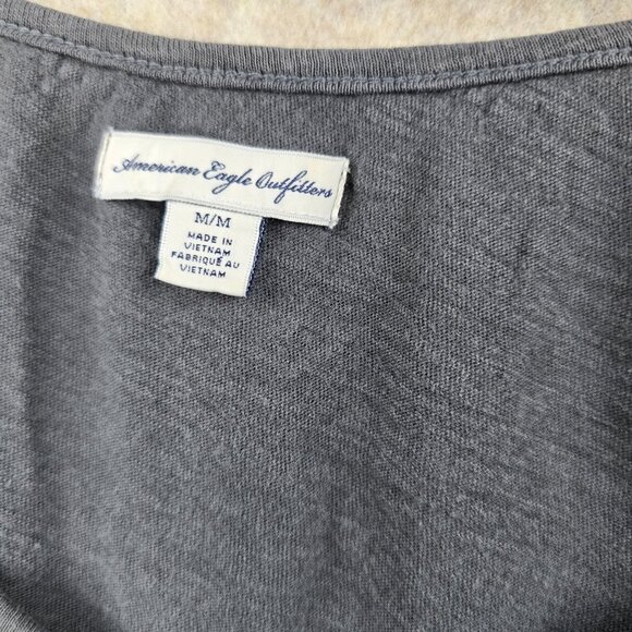 American Eagle Outfitters Womens Gray Embroidered Short Sleeve Top Size M Cotton - Picture 5 of 9